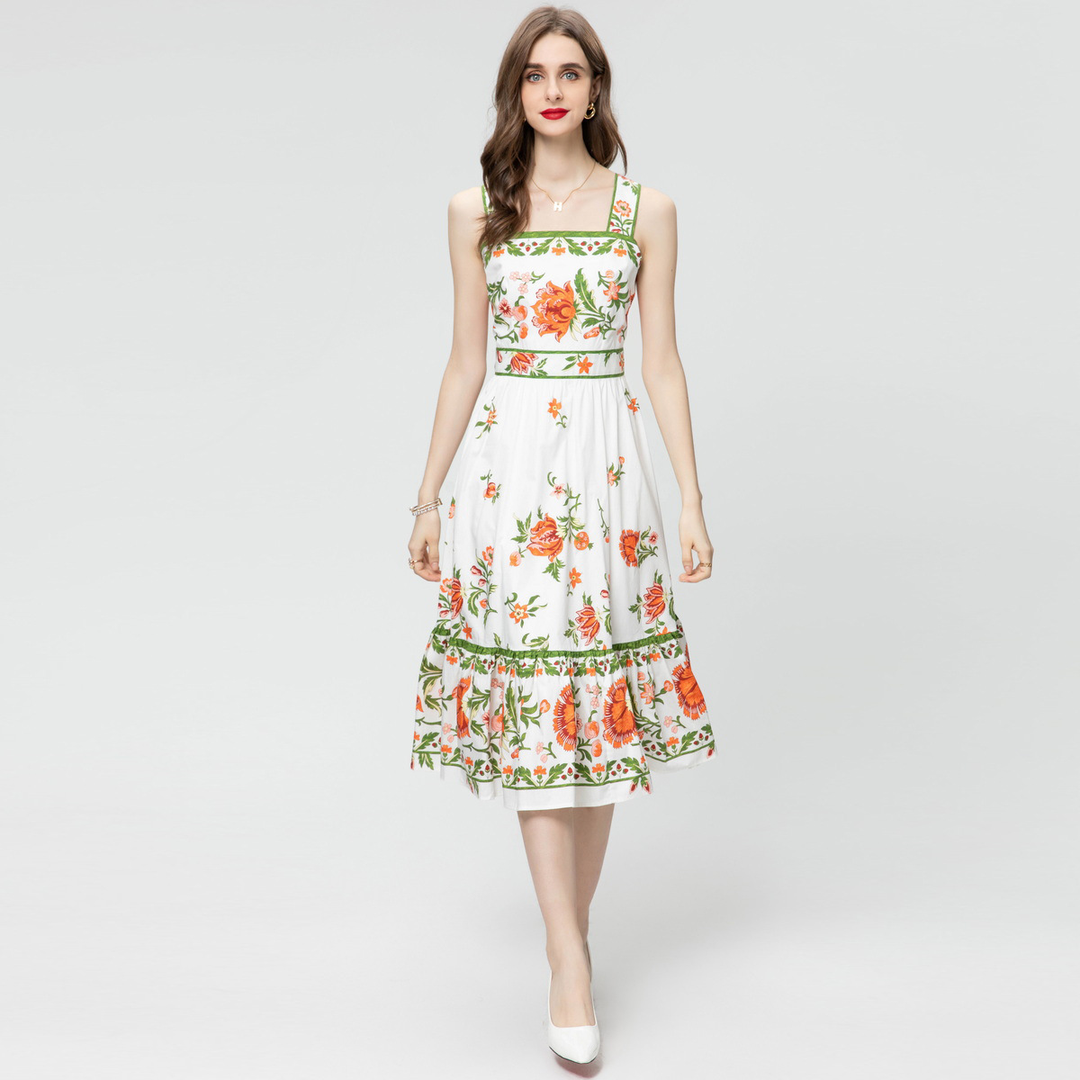 Women's Cotton Floral Flared Dress