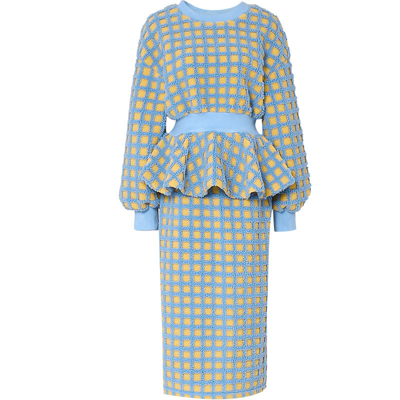 Women's Sweater Top Hip Skirt Long Dress Suit