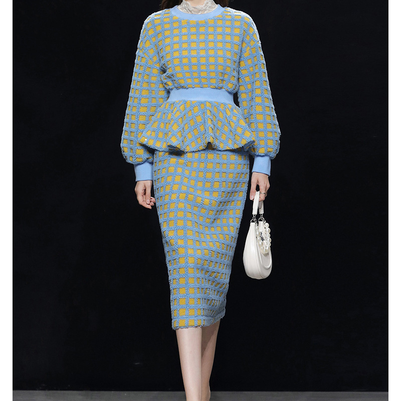 Women's Sweater Top Hip Skirt Long Dress Suit - Image 5