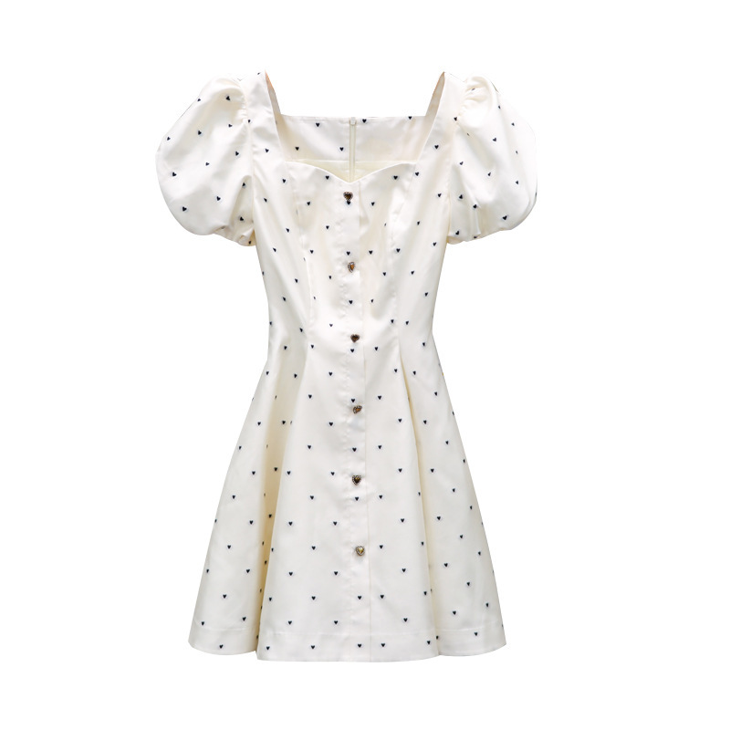 Women's Jacquard Puff Sleeve Dress Women