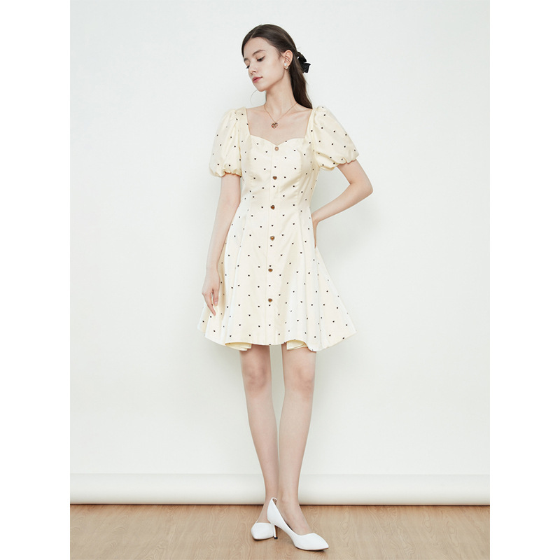 Women's Jacquard Puff Sleeve Dress Women - Image 4