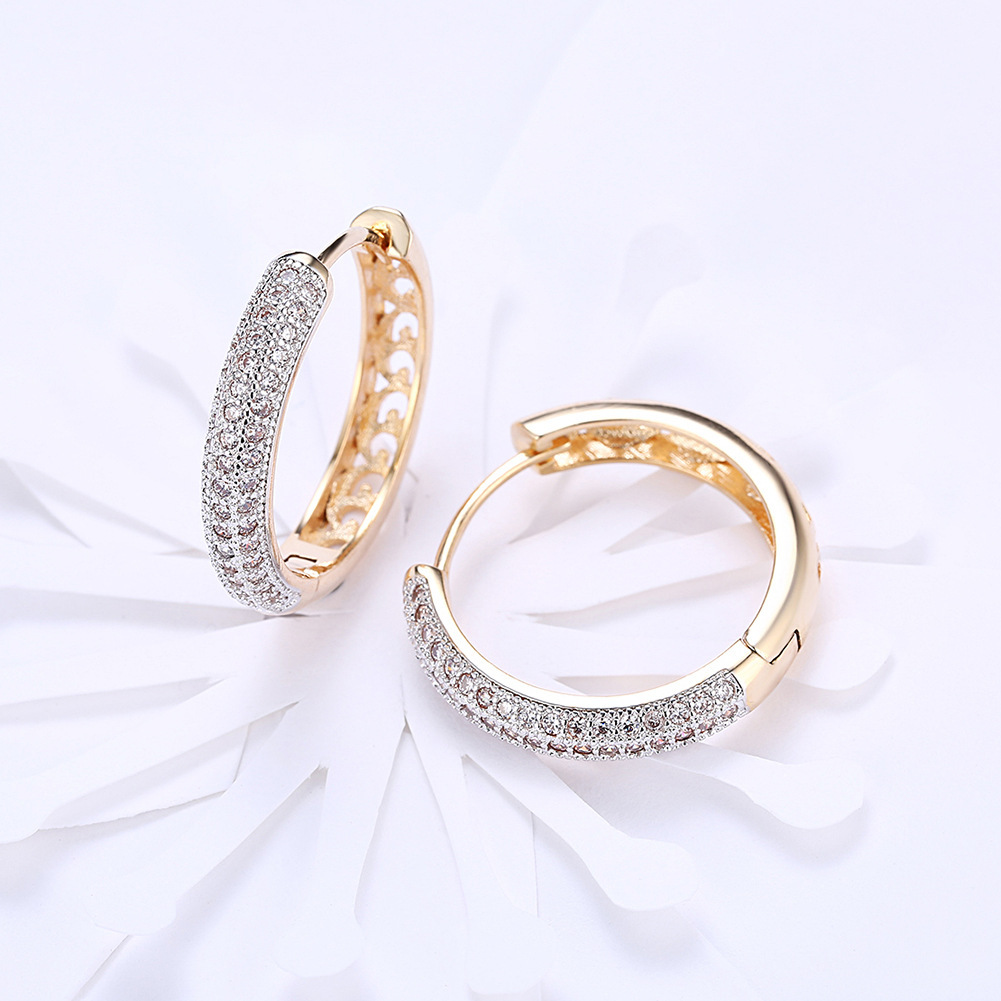 Women’s Elegant Zircon Hoop Earrings – Crystal-Inlaid Sparkle (Gold or Silver) - Image 3