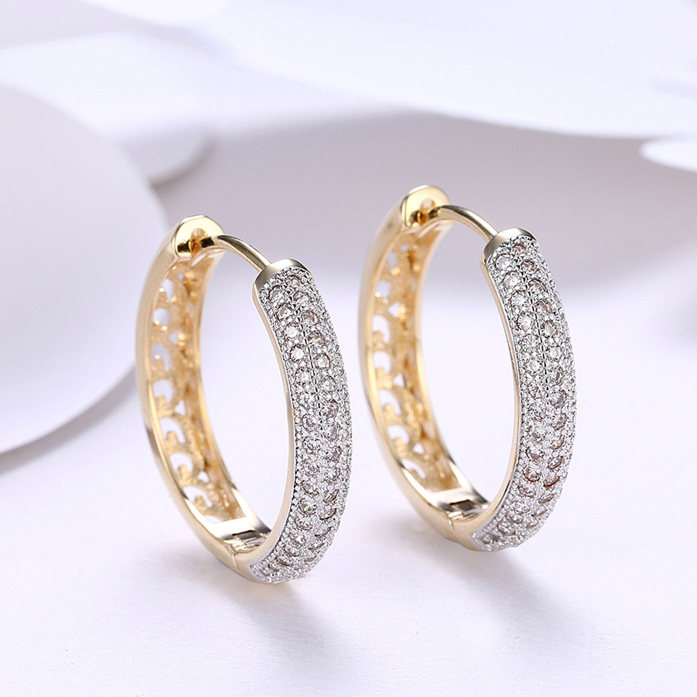 Women’s Elegant Zircon Hoop Earrings – Crystal-Inlaid Sparkle (Gold or Silver) - Image 5