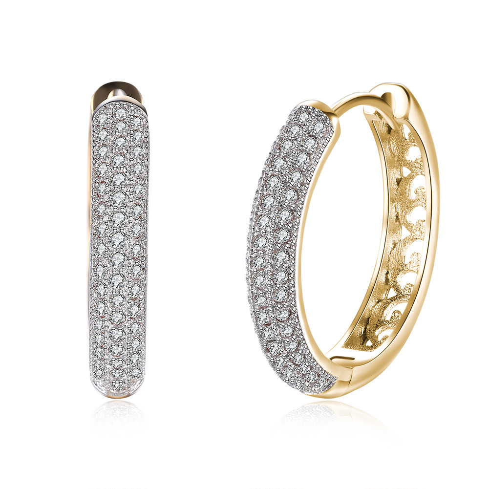 Women’s Elegant Zircon Hoop Earrings – Crystal-Inlaid Sparkle (Gold or Silver) - Image 4