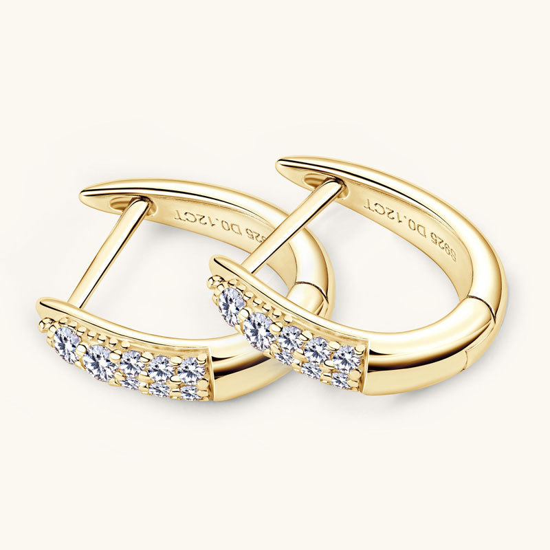 Women’s 0.12 Carat Diamond Hoop Earrings – 925 Sterling Silver (Gold & White Options) - Image 3
