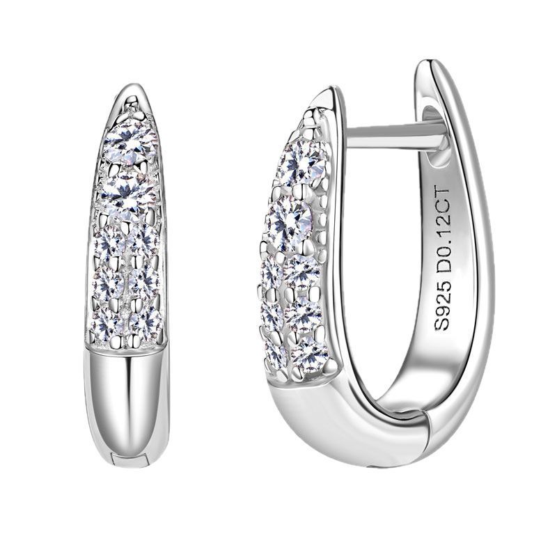Women’s 0.12 Carat Diamond Hoop Earrings – 925 Sterling Silver (Gold & White Options) - Image 4