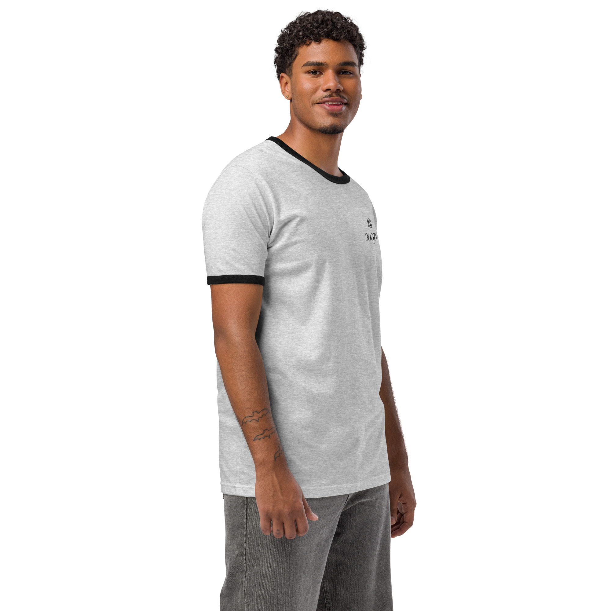 Bugzy Milan Unisex Retro Contrast Trim Cotton T-Shirt - Image 2