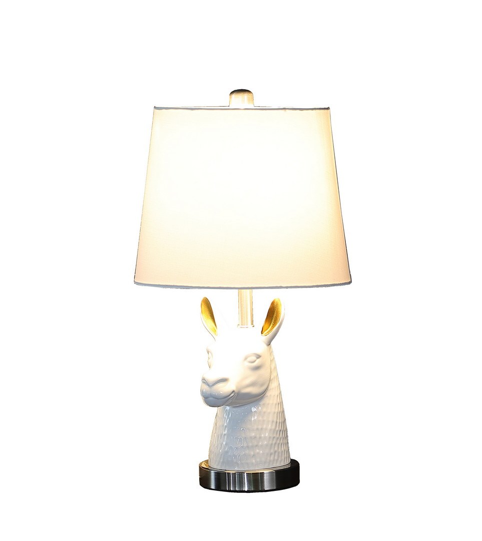 a White Llama Bust Resin Table Lamp - Image 4