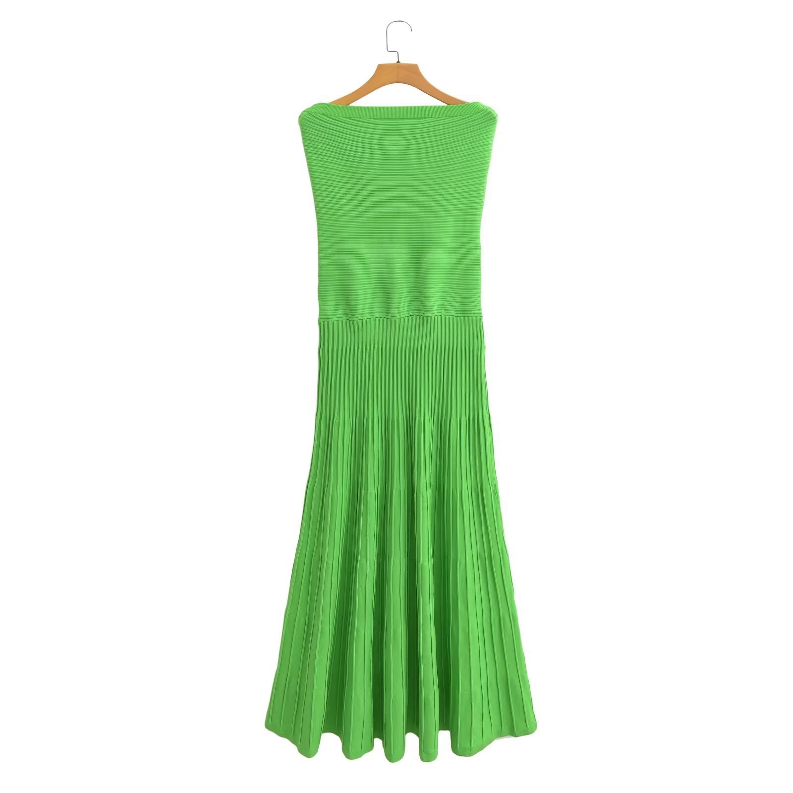 Women's Sleeveless Green Off-the-shoulder Tube Top Dress - Image 2