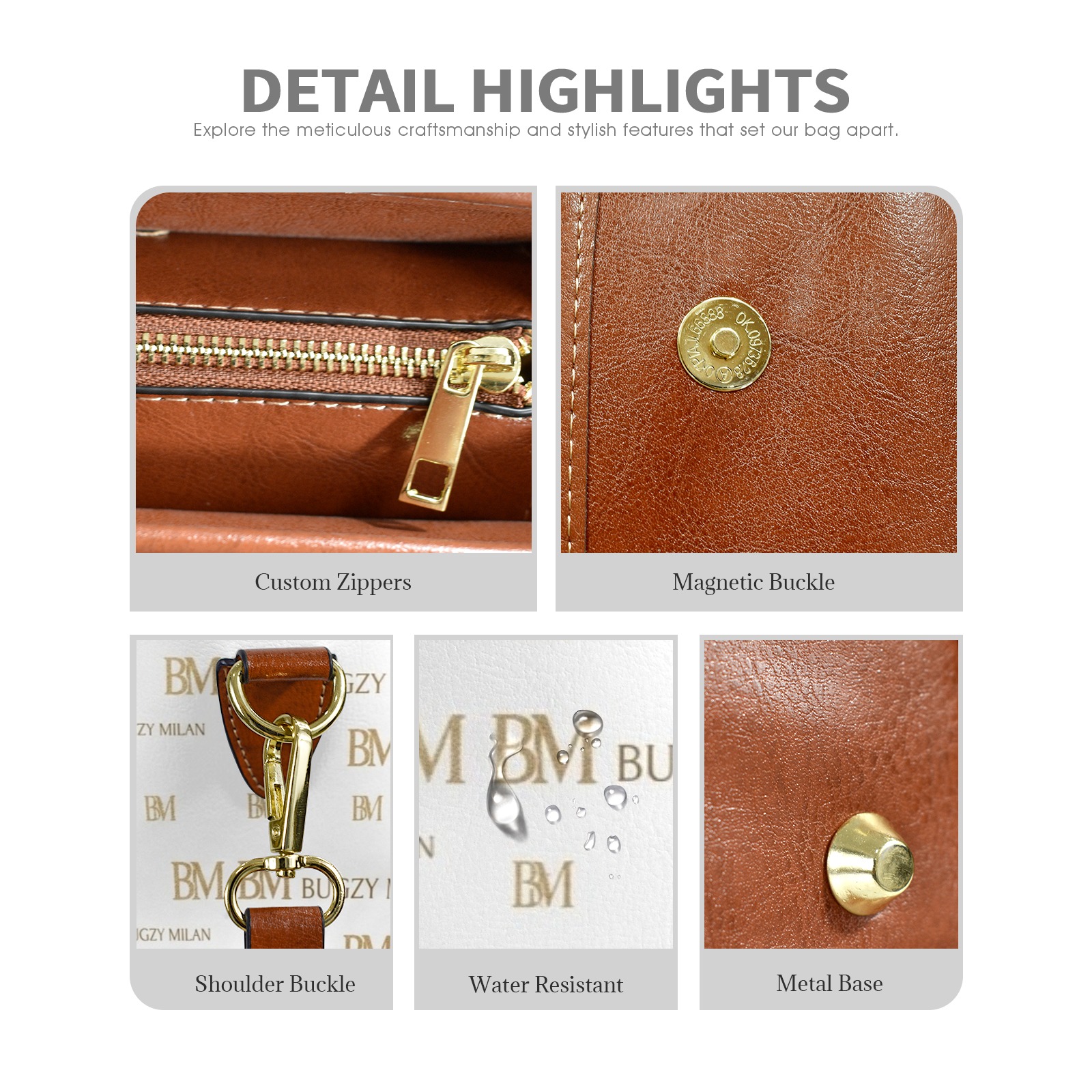 Bugzy Milan Leather Satchel-Brown Bag - Image 4