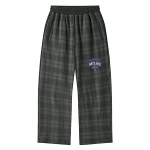 Bugzy Milan Unisex Plaid Straight Leg Pants