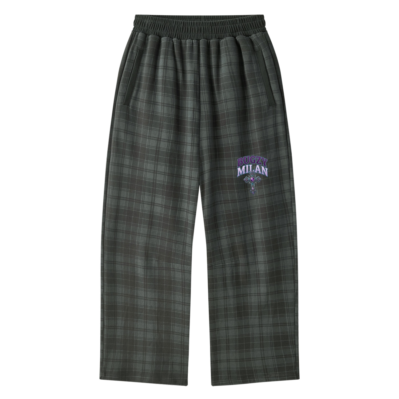 Bugzy Milan Unisex Plaid Straight Leg Pants