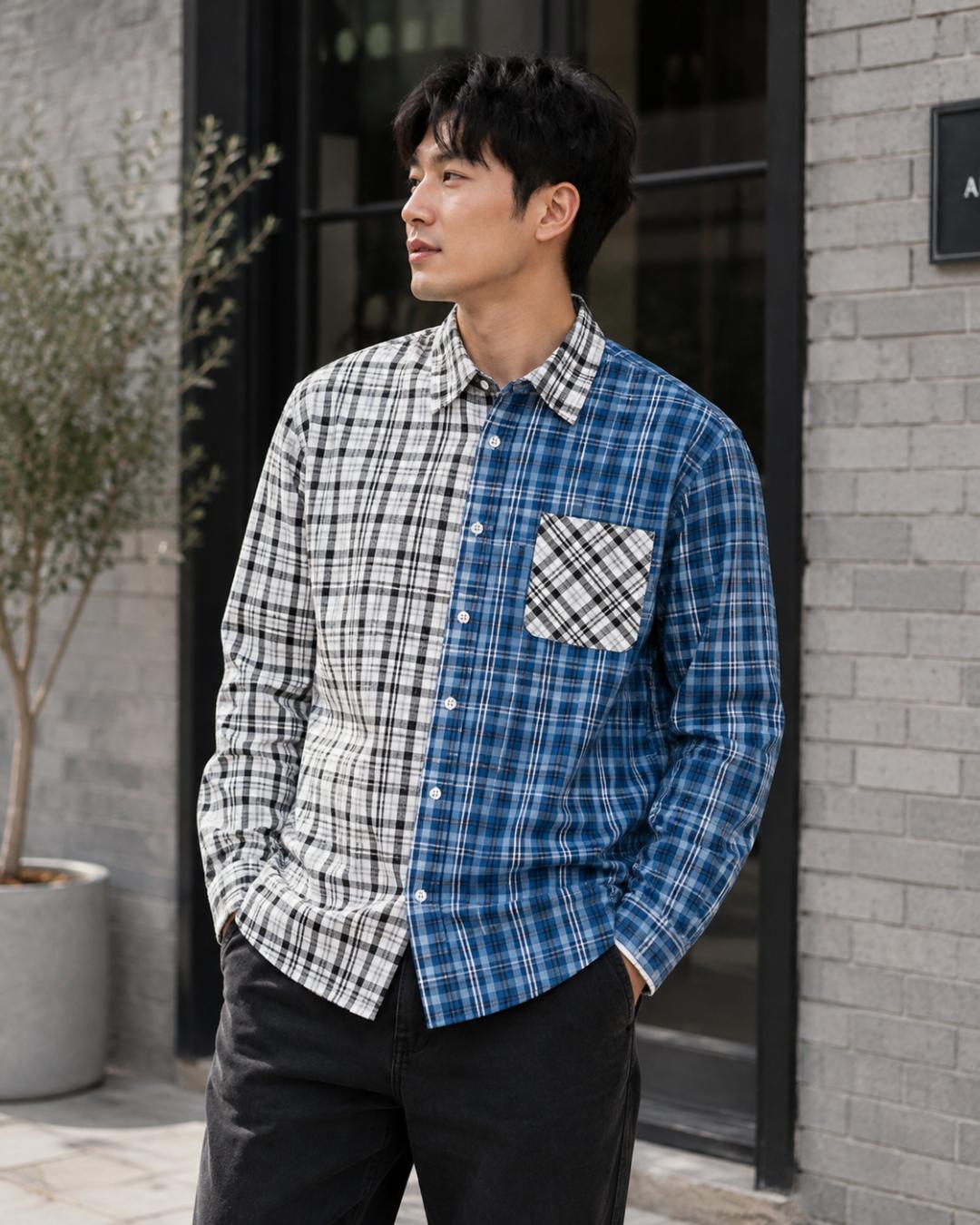 Bugzy Milan Oversized Plaid Color Block Shirt