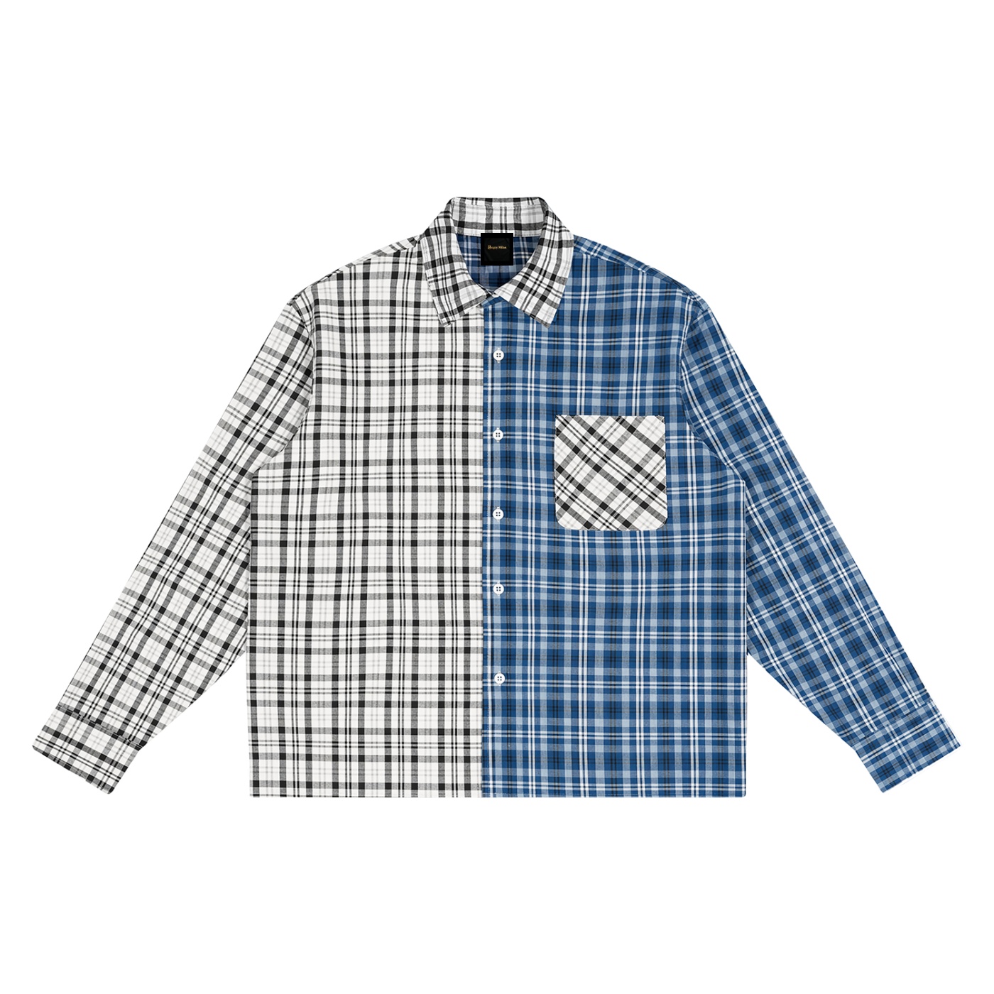 Bugzy Milan Oversized Plaid Color Block Shirt - Image 2