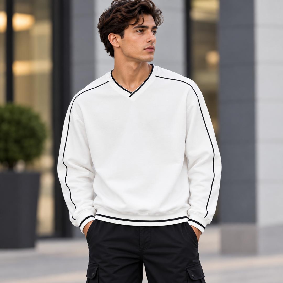Bugzy Milan Unisex Color Block V-Neck Sweatshirt